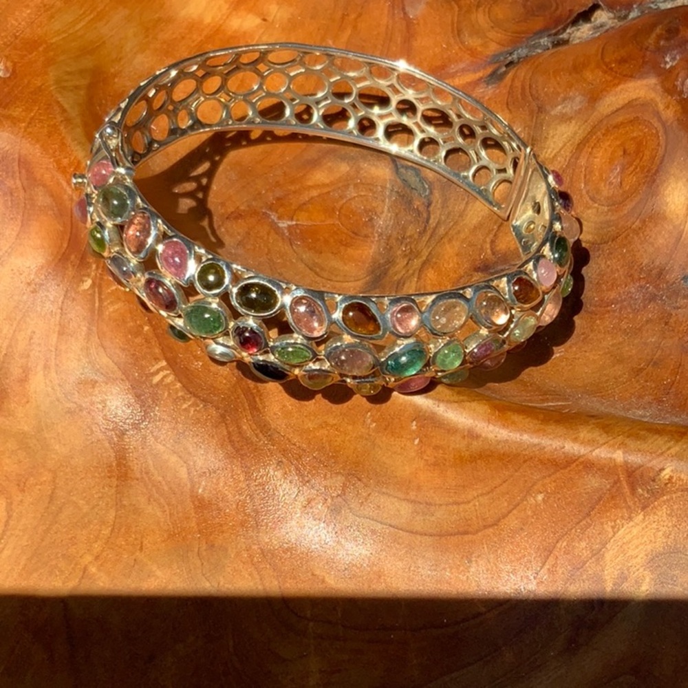 Tourmaline and silver bangle